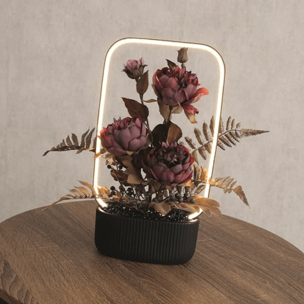 LED Floral Frame Lamp – Purple Blooms - Image 2