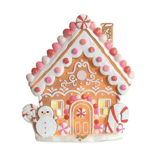 LED Pink Gingerbread House Ornament