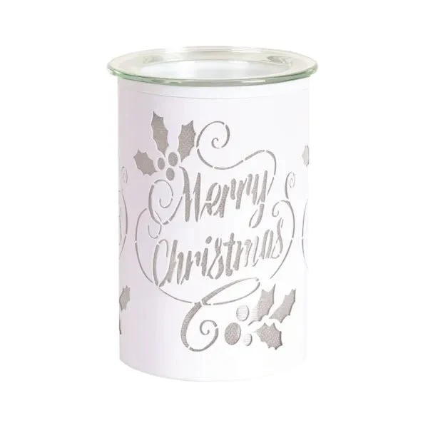 LED Wax Melt Burner – White Merry Christmas 12cm - Image 2
