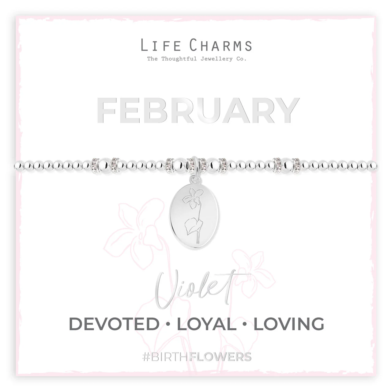 Life Charms Birth Flower Bracelet - February