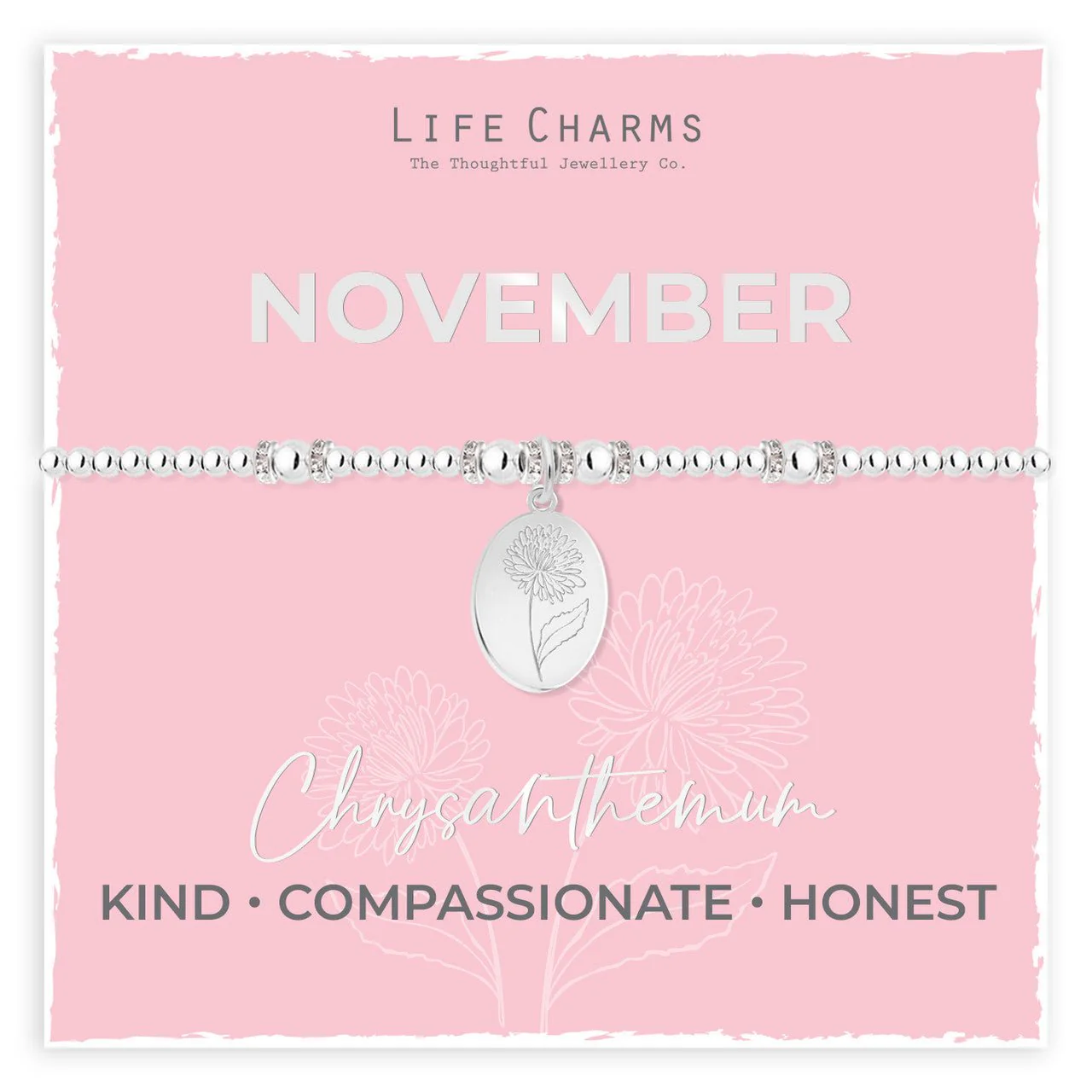 Life Charms Birth Flower Bracelet - November