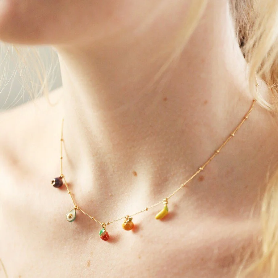 Lisa Angel Enamel Fruit Charm Necklace – Gold - Image 5