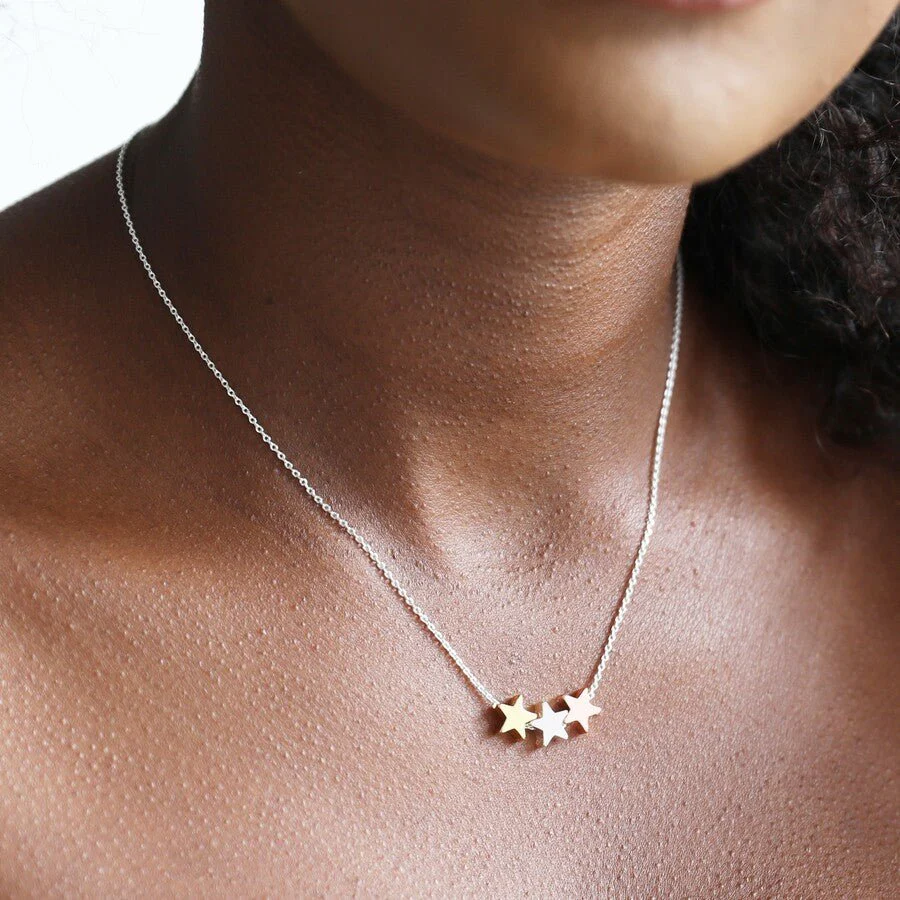 Lisa Angel Mixed Metal Triple Star Bead Necklace - Image 4