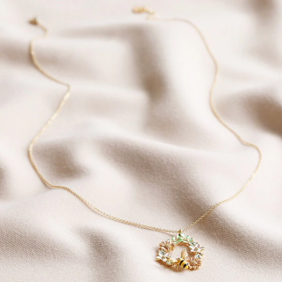 Lisa Angel Crystal Flower & Bee Droplet Necklace - Image 3