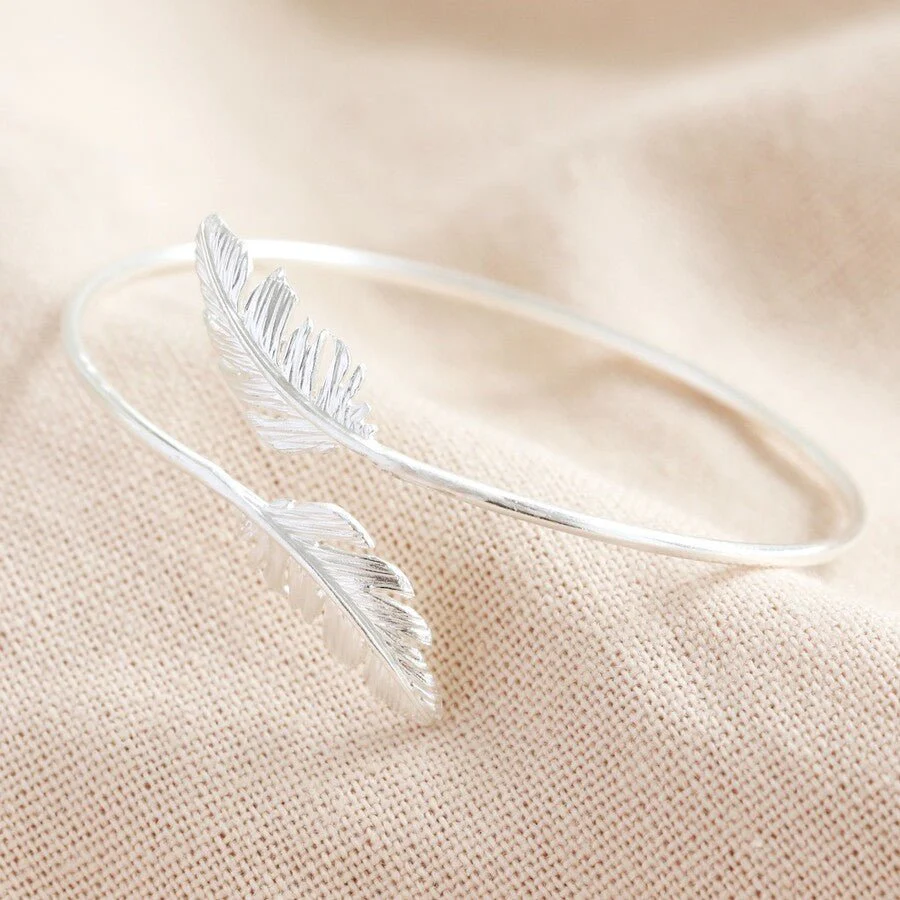 Lisa Angel Silver Bangle - Feather