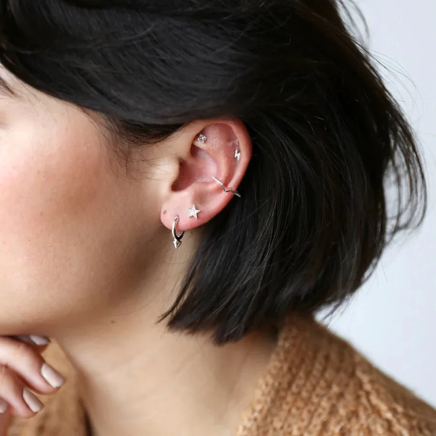 Lisa Angel Silver Moon & Star Crystal Stud Earrings - Image 3