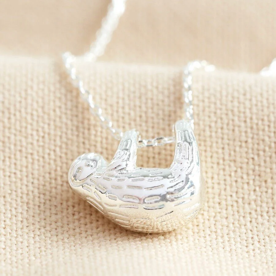Lisa Angel Sloth Pendant Necklace – Silver