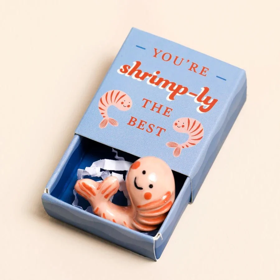 Lisa Angel You’re Shrimp-ly The Best Mini Ceramic Shrimp Token Matchbox Gift