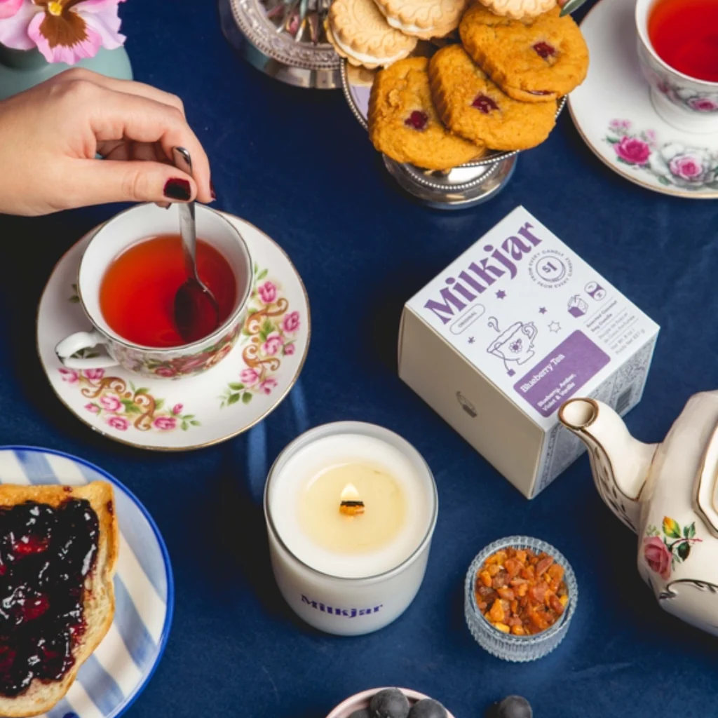 Milkjar Blueberry Tea Coconut Soy Candle 8oz – Blueberry, Violet, Amber & Vanilla - Image 6