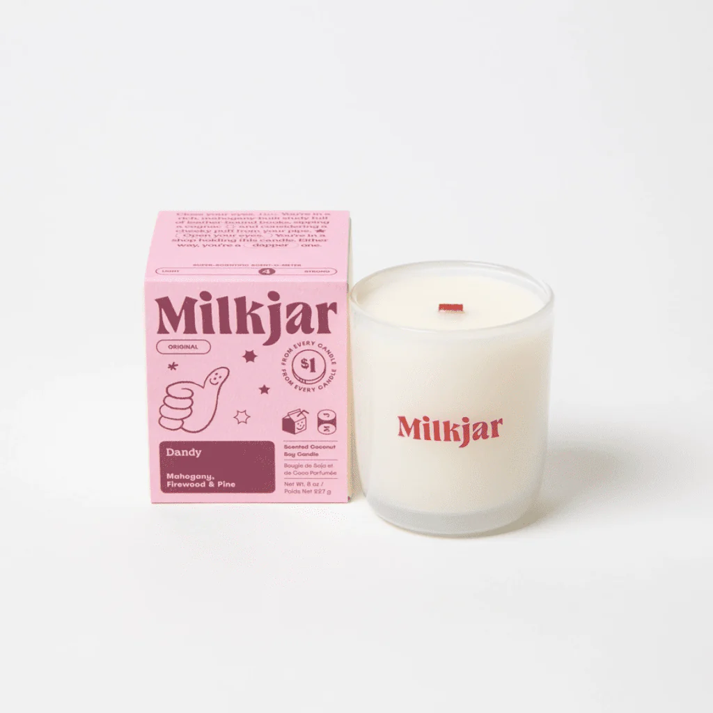 Milkjar Dandy Coconut Soy Candle 8oz – Mahogany, Firewood & Pine