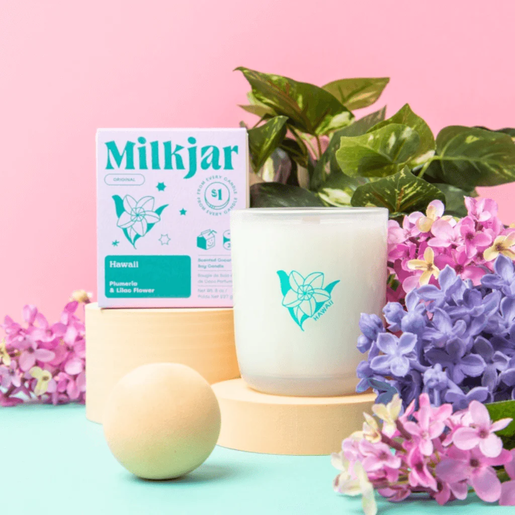 Milkjar Hawaii Plumeria & Lilac Coconut Soy Candle 8oz - Image 13