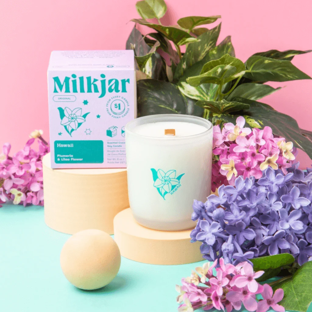 Milkjar Hawaii Plumeria & Lilac Coconut Soy Candle 8oz - Image 16