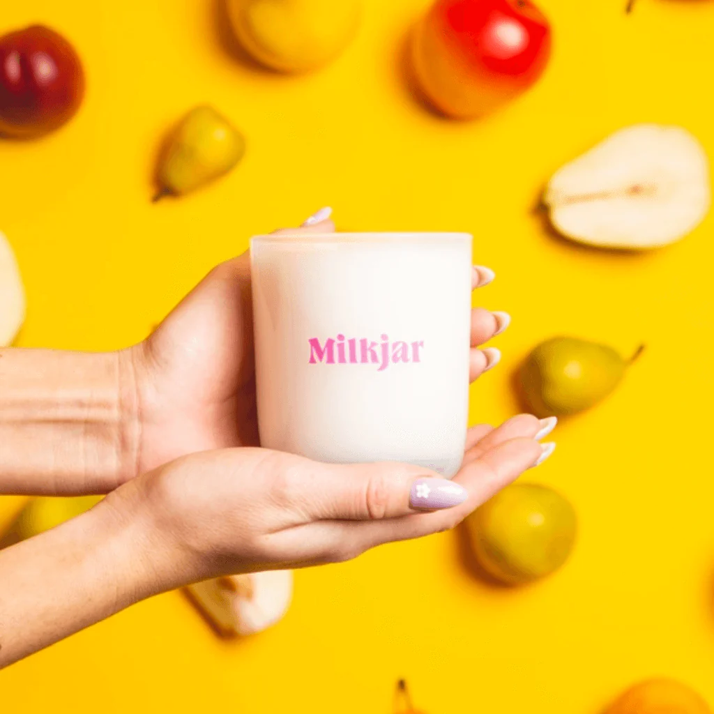Milkjar Sunnyside White Nectarine & Pear Coconut Soy Candle 8oz - Image 10