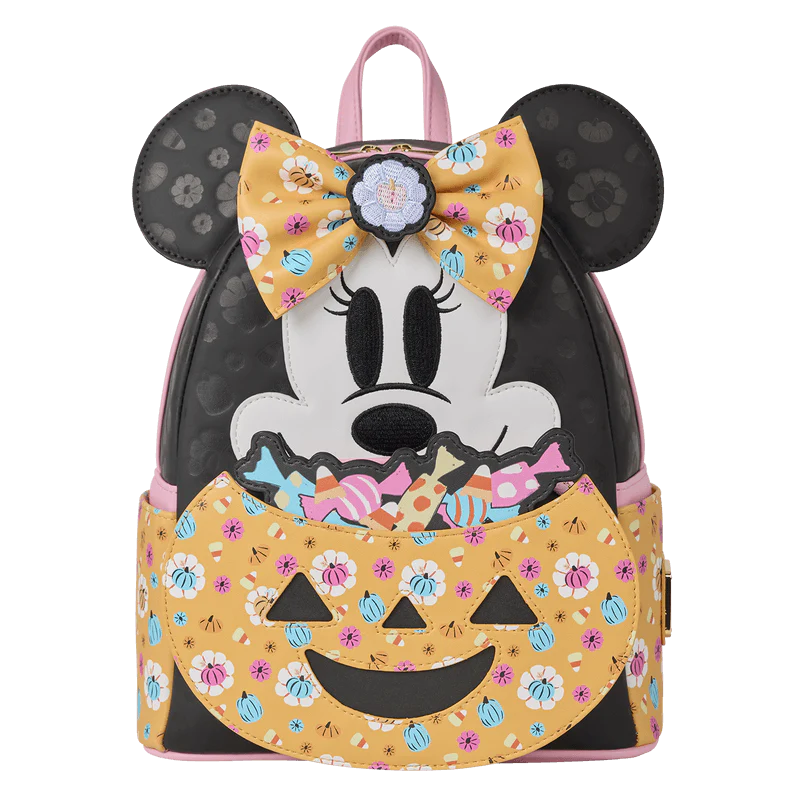 Loungefly Minnie Mouse Cosplay Floral Pumpkin Glow Mini Backpack - Image 4