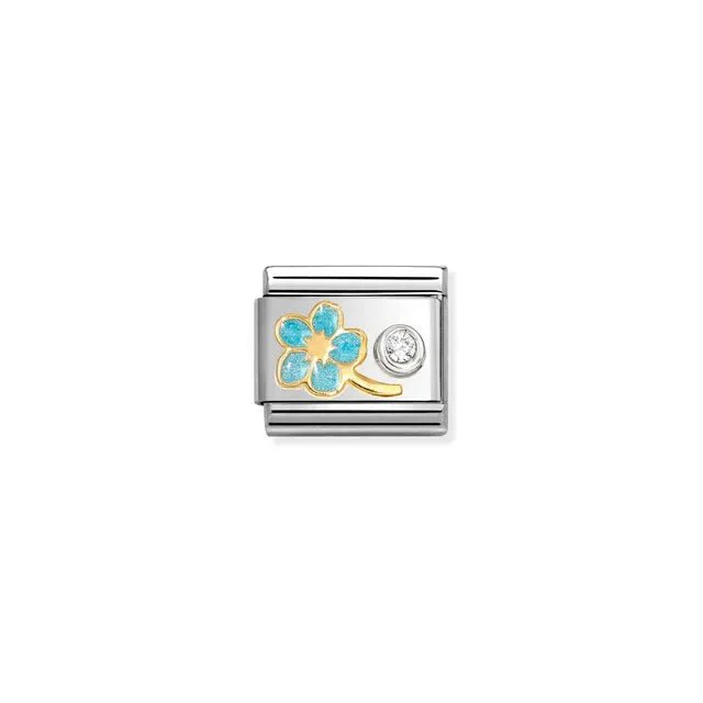 Nomination Composable Link - Blue Forget-Me-Knot & CZ