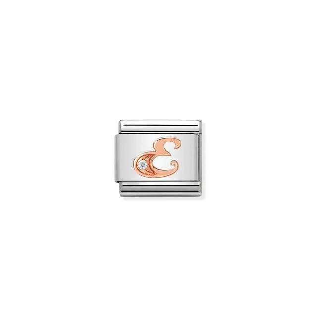 Nomination Composable Link - Letter E In Rose Gold And Cubic Zirconia