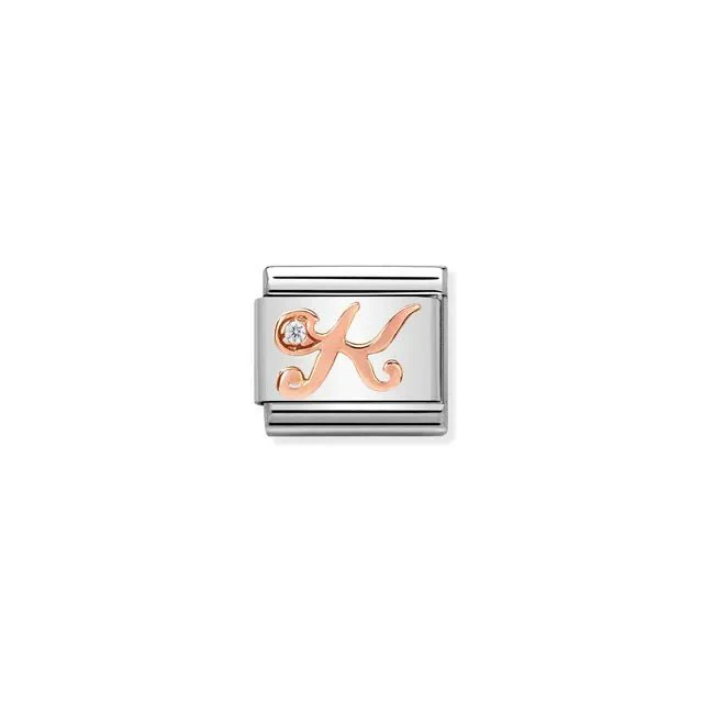 Nomination Composable Link - Letter K In Rose Gold And Cubic Zirconia