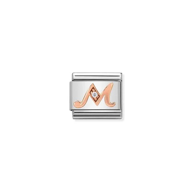 Nomination Composable Link - Letter M In Rose Gold And Cubic Zirconia