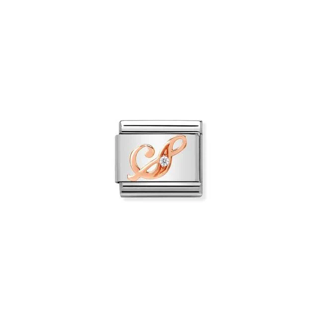 Nomination Composable Link - Letter S In Rose Gold And Cubic Zirconia