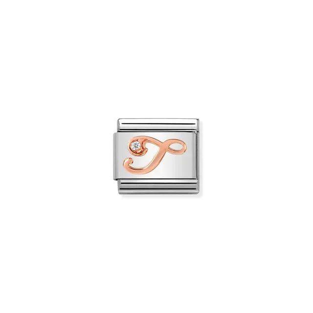 Nomination Composable Link - Letter T In Rose Gold And Cubic Zirconia
