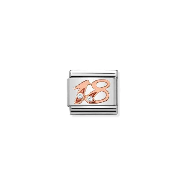 Nomination Composable Link - Number 18 In Rose Gold And Cubic Zirconia
