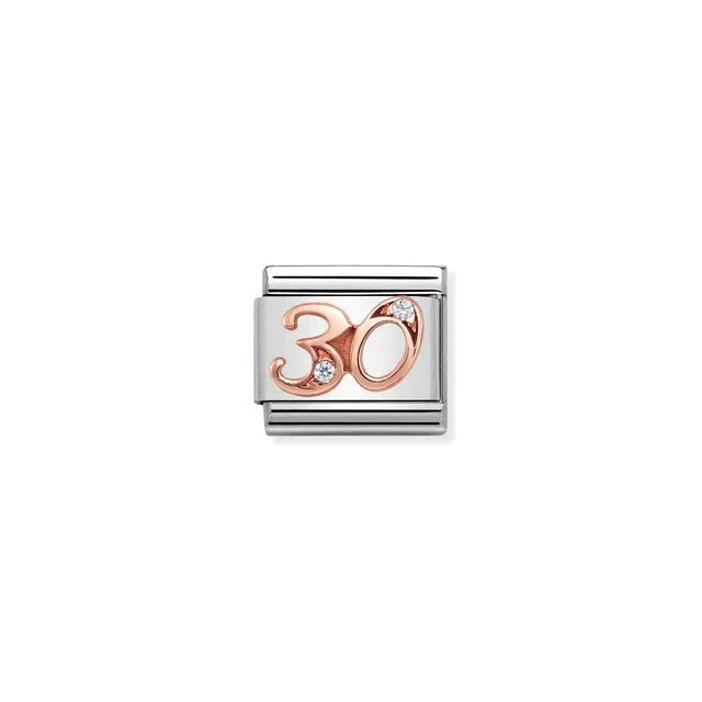 Nomination Composable Link - Number 30 In Rose Gold And Cubic Zirconia
