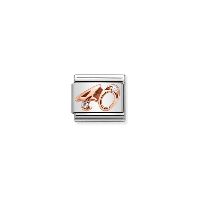 Nomination Composable Link - Number 40 In Rose Gold And Cubic Zirconia