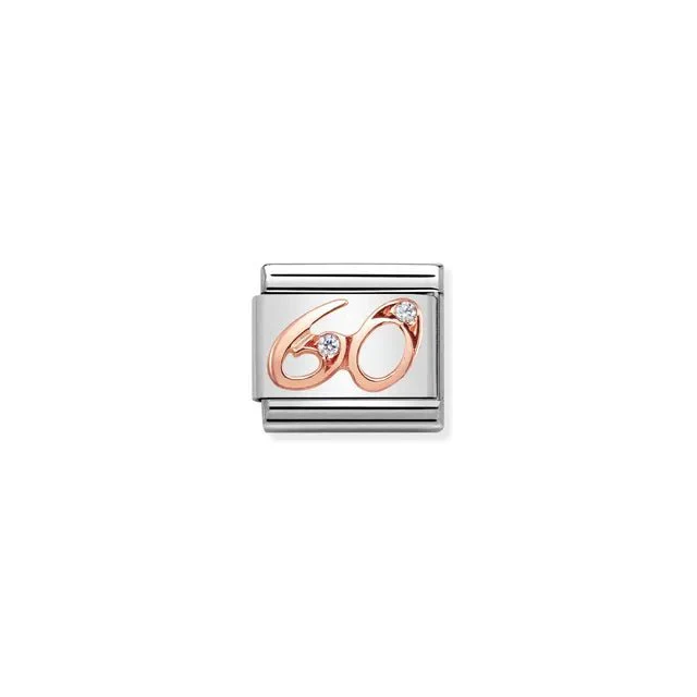 Nomination Composable Link - Number 60 In Rose Gold And Cubic Zirconia