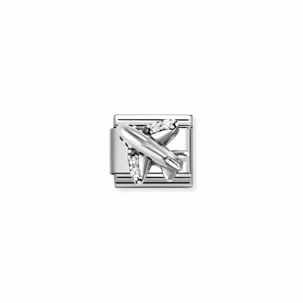 Nomination Composable Link - Oxidised Airplane in Silver