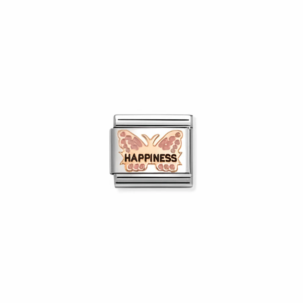 Nomination Composable Link - Pink Butterfly Happiness in 9k Rose Gold
