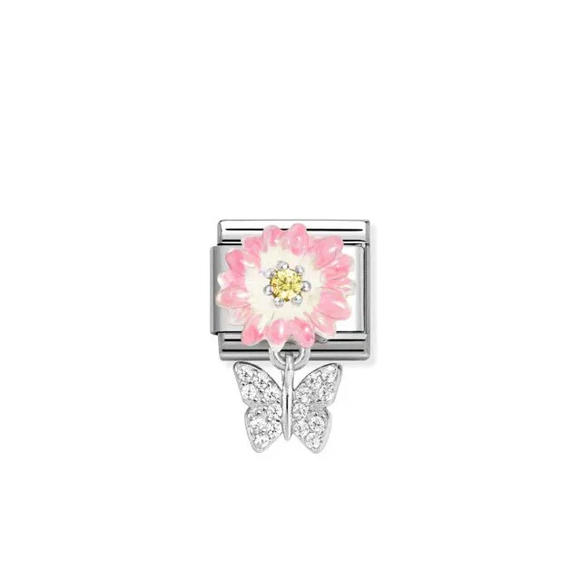 Nomination Composable Link - Pink Flower And Butterfly