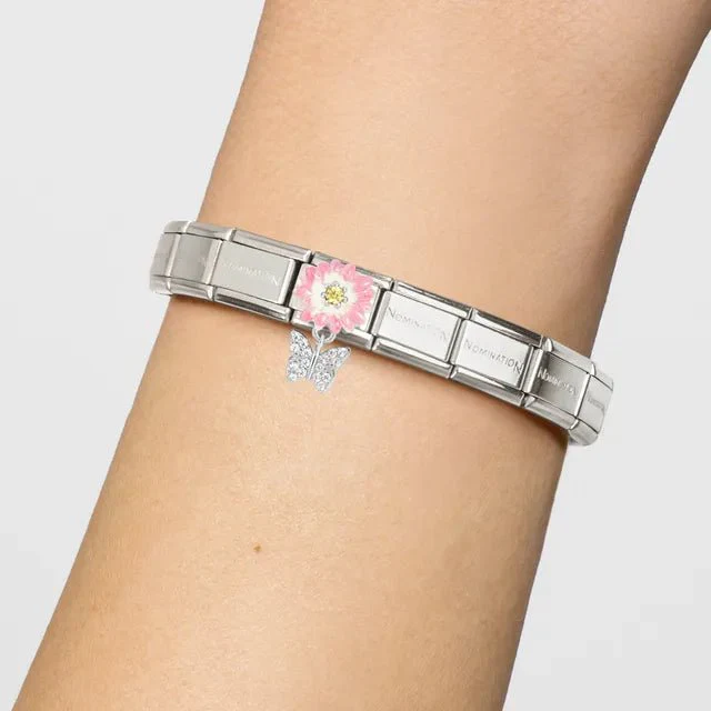 Nomination Composable Link - Pink Flower And Butterfly - Image 3