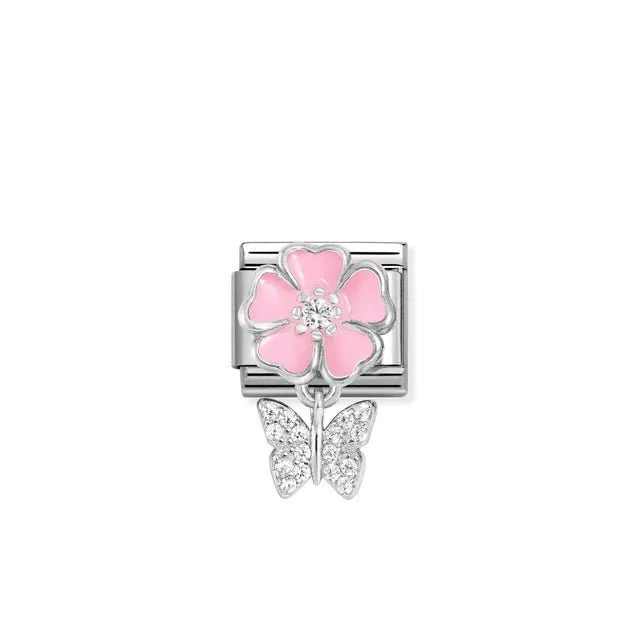 Nomination Composable Link - Pink Flower And Butterfly