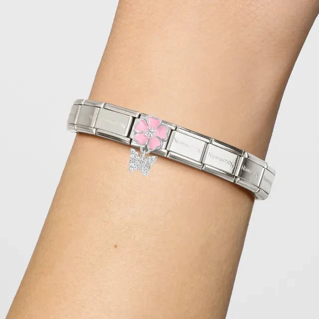 Nomination Composable Link - Pink Flower And Butterfly - Image 3
