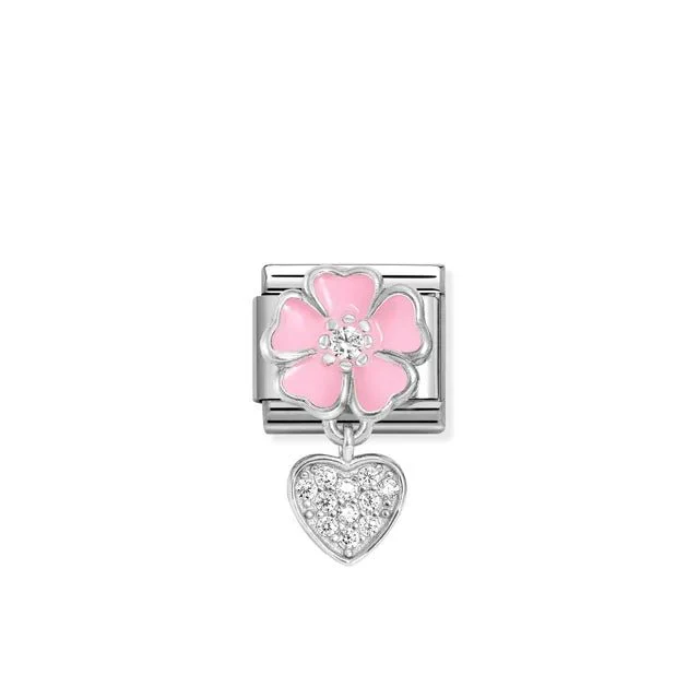Nomination Composable Link -  Pink Flower And Heart