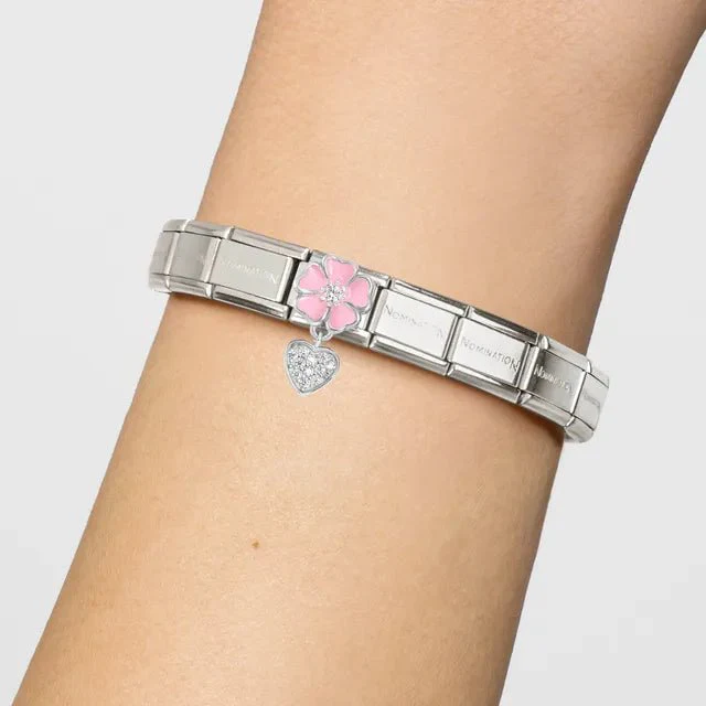 Nomination Composable Link -  Pink Flower And Heart - Image 3