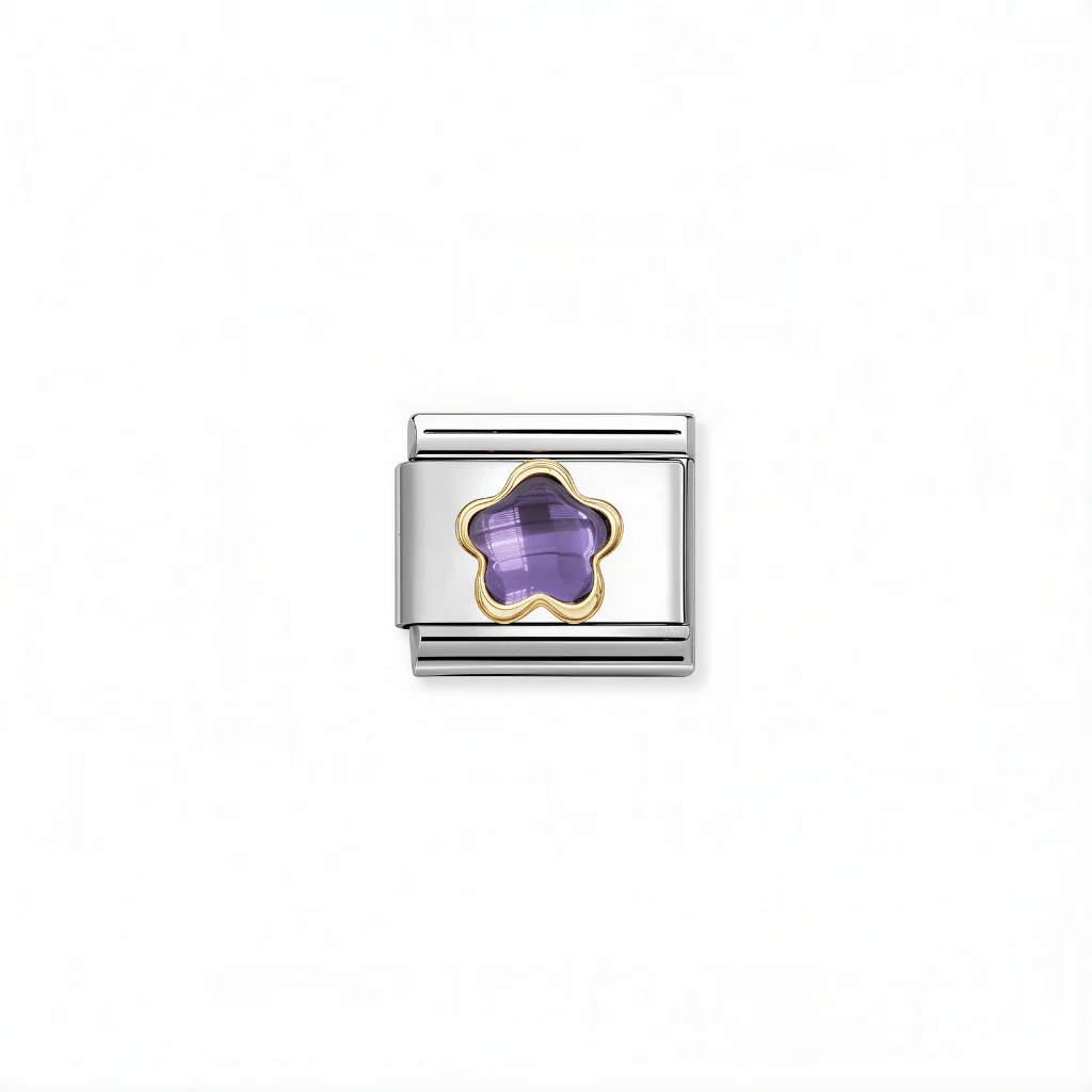 Nomination Composable Link - Purple Flower in 18k Gold