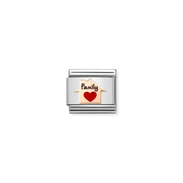 Nomination Composable Link Rose Gold - Family Home Red Heart