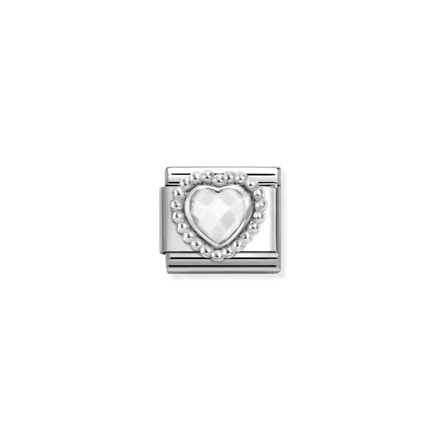 Nomination Composable Link Silver - Faceted White Heart