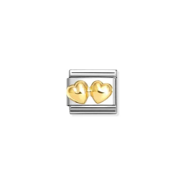 Nomination Composable Link Silver - Gold Raised Double Heart