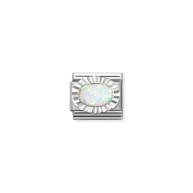 Nomination Composable Link Silver - White Opal And Sterling Silver