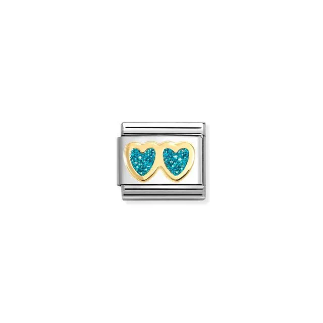 Nomination Composable Link - Turquoise Double Glitter Heart