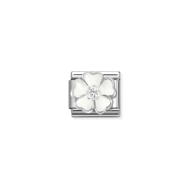 Nomination Composable Link - White Flower With CZ
