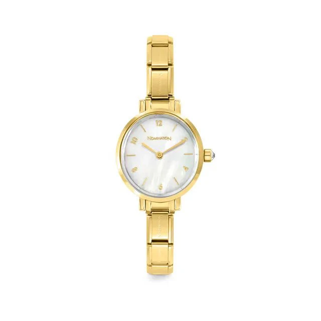 Paris Oval Yellow PVD Watch - Mother Of Pearl