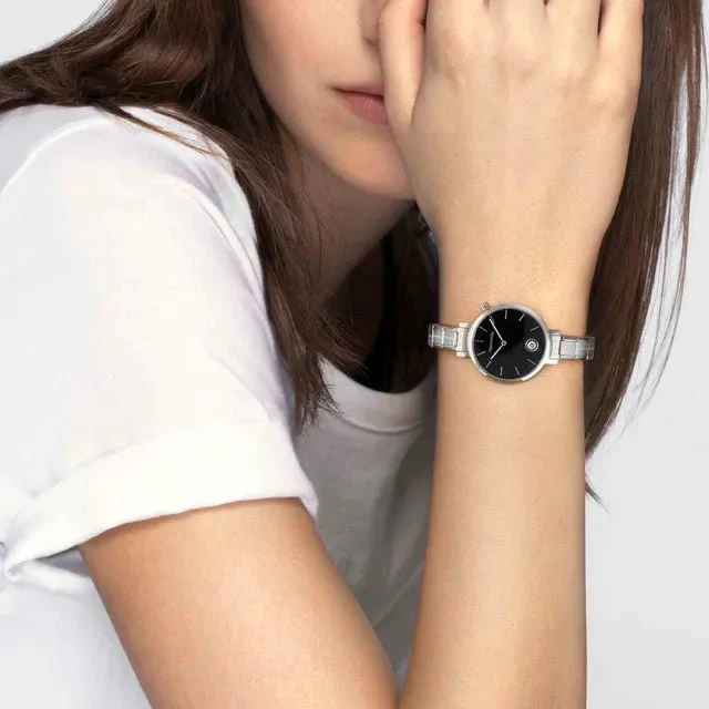 Paris Round Watch -  Black And Cubic Zirconia - Image 3