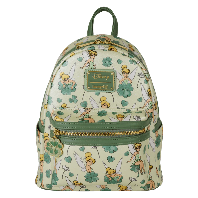Loungefly Peter Pan Tinker Bell Clover All-Over Print Mini Backpack