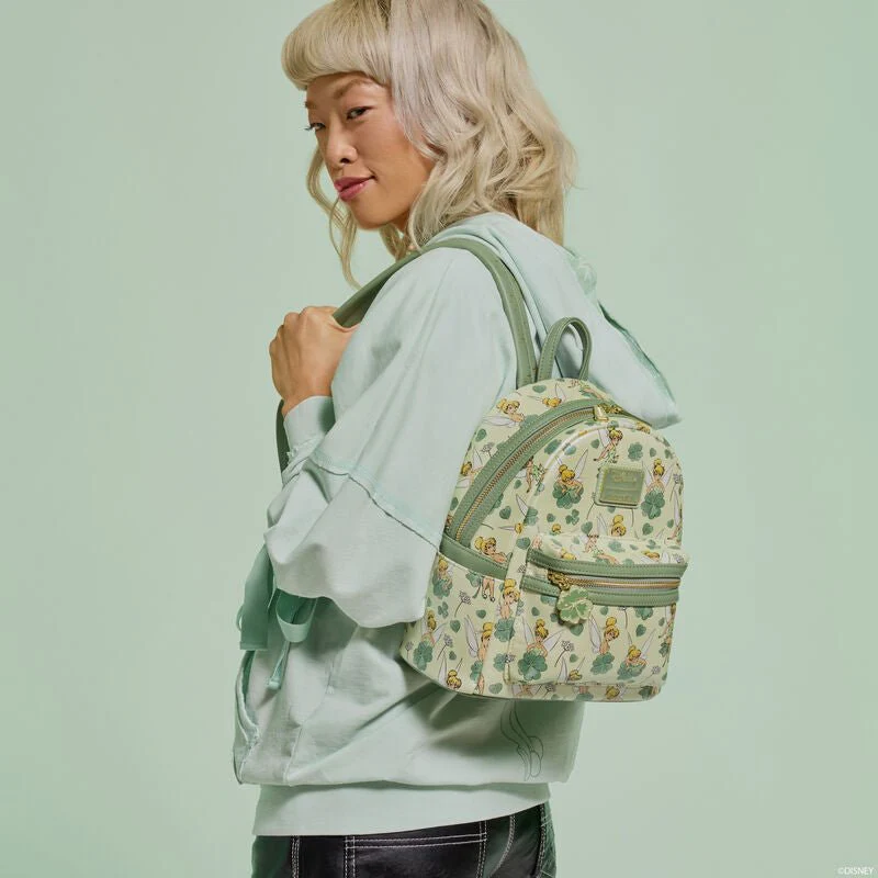 Loungefly Peter Pan Tinker Bell Clover All-Over Print Mini Backpack - Image 6