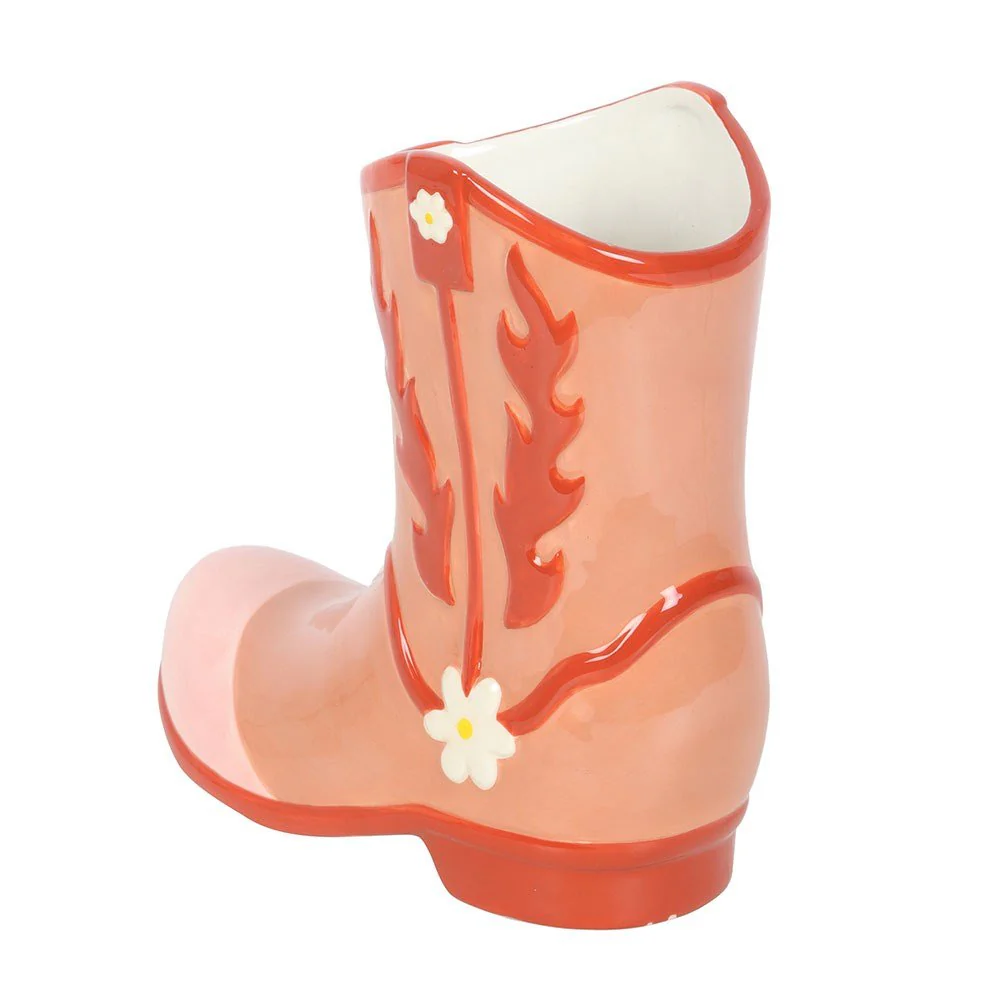 Pink Cowboy Boot Flower Vase - Image 3