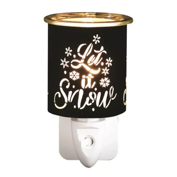 Plug-In Wax Melt Burner β Black & Gold Let It Snow 13cm