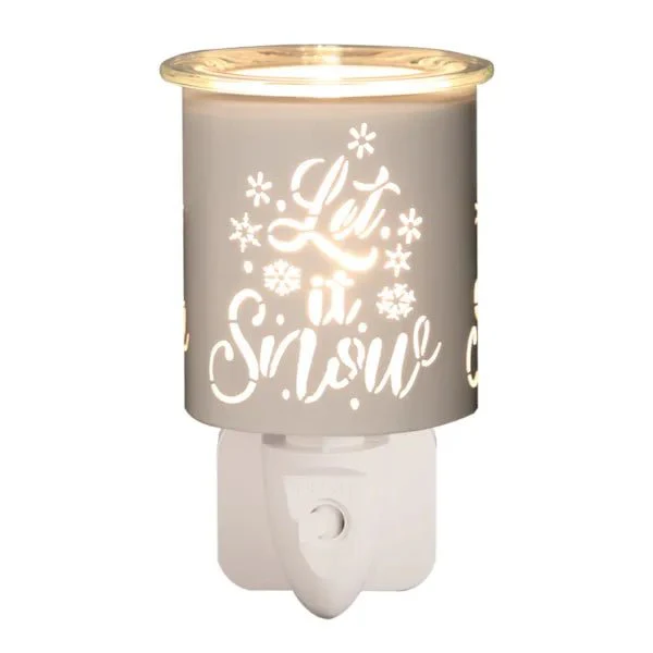 Plug-In Wax Melt Burner β White & Gold Let It Snow 13cm